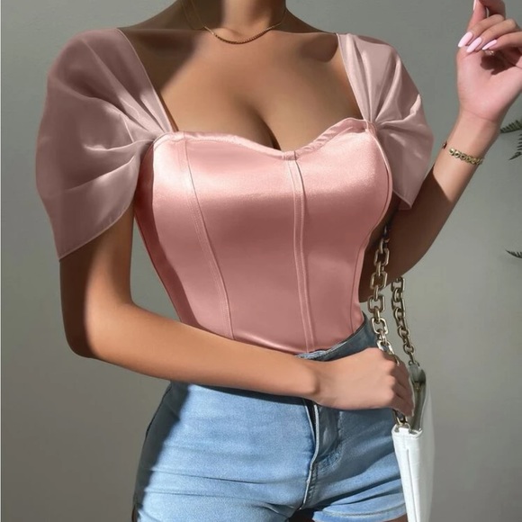 Luxe sweetheart neck satin bodysuit - Picture 14 of 16